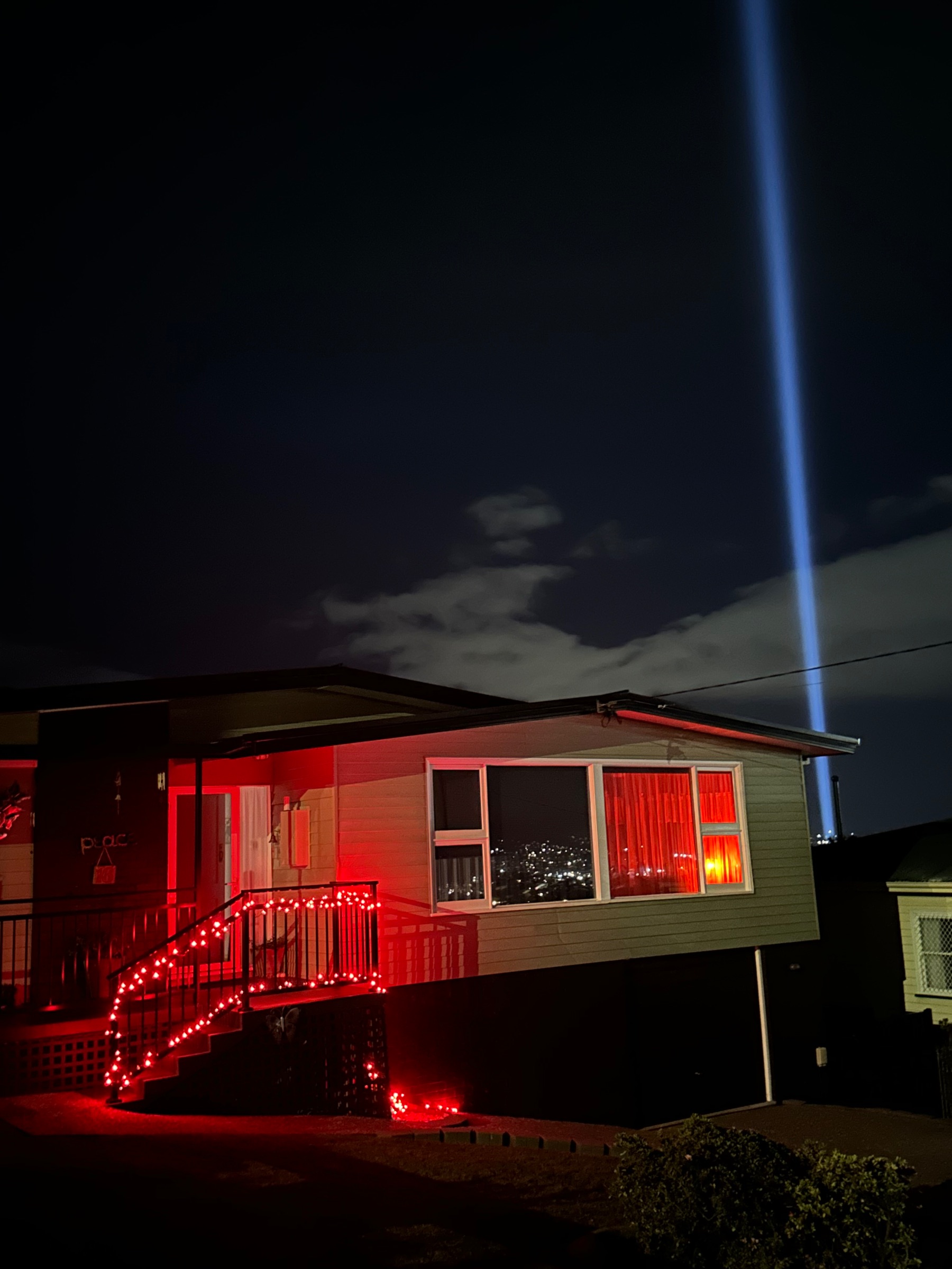 House with red lights