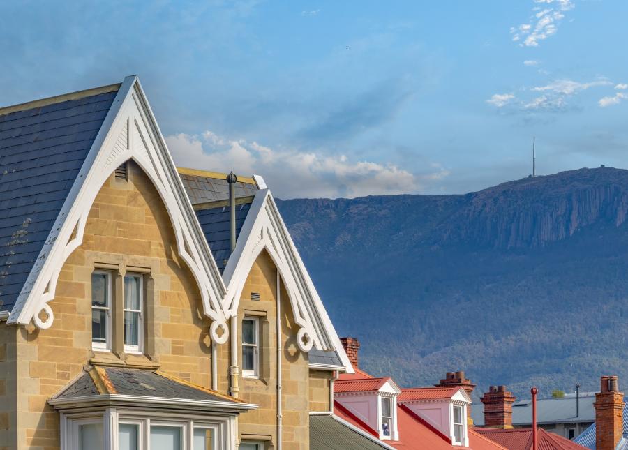House in Battery Point Tasmania with a view of Mount Wellington
