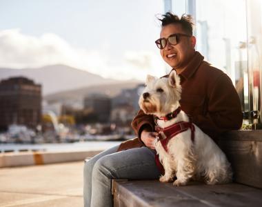 Tino and his dog Winston down at the Waterfront
