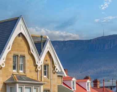 House in Battery Point Tasmania with a view of Mount Wellington