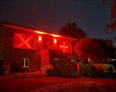 House with red lights
