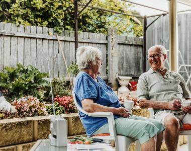 Senior couple in garden